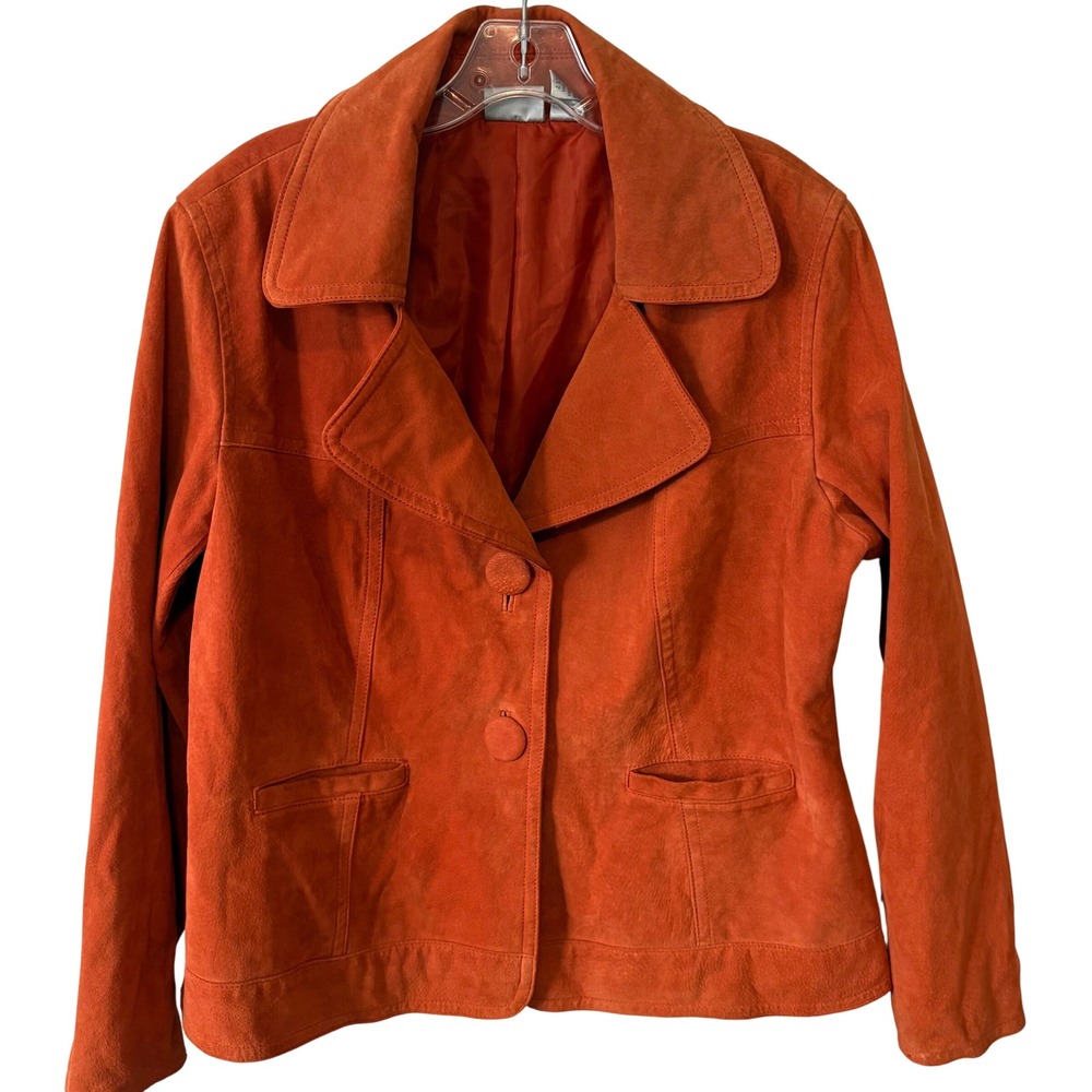 Chico's Women's Orange Suede Jacket in‎ Size 2